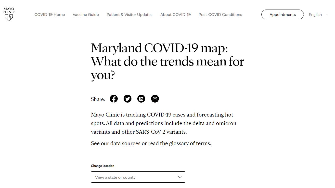 Maryland COVID-19 Map: Tracking the Trends - Mayo Clinic